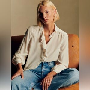 Sezane Chlo Elegant Cream Blouse NWT